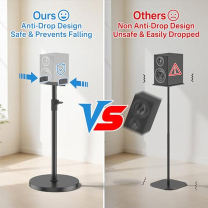Speaker Stands Pair for Sony SS-CS5/ SS-CS5M2/SA-Z9R/SA-RS8 Rear Speakers, Height Adjustable Extend 29” to 37.5”, Dual Side Clamp Speaker Stand for Sony Rear Speaker Stand with Cable Management
