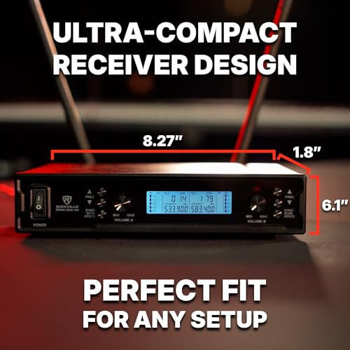 Rockville RWM-200 H2 Dual Handheld UHF Microphone System, 200 Channels, On-Mic 3-Band EQ & Echo, up to 500ft Range, XLR Outputs, Cardioid Mics, Full Metal Build, Ideal for Events, DJ, Karaoke | 200 Channels, XLR/1/4" Outputs, 500' Range, Metal Receiver, B