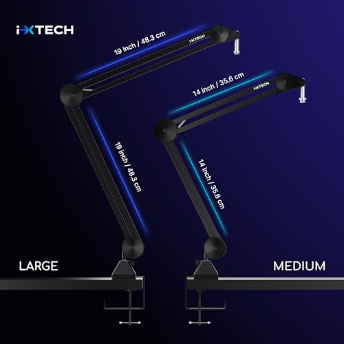 Microphone Boom Arm Stand, Heavy Duty Adjustable Mic Stand with Cable Ties, Desk Mount Arm Stand for Gaming Streaming Podcasting. - color: MI06 LARGE