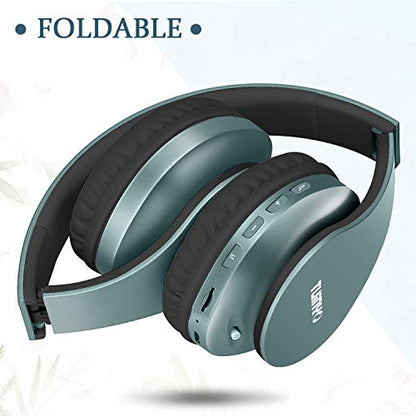 TUINYO Wireless Headphones Over Ear, Bluetooth Headphones with Microphone, Foldable Stereo Wireless Headset- Silver Blue - color: Silver Blue