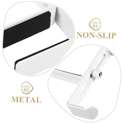 Desk Clamp Headphone Hanger Stand Metal Headphone Rack Non-Slip Pad for Multiple Space-Saving - color: White
