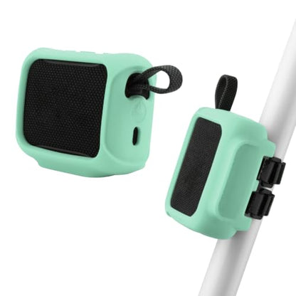 Silicone Case Cover for JBL Go 5 Speaker(Pink Green) | Travel Carrying Protective Pouch with Attach Straps for Bike Golf Cart Scooter - color: Pink Green