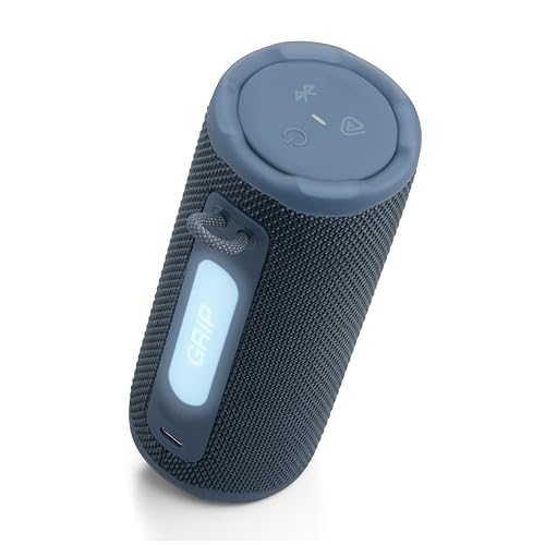 JBL Grip Portable Bluetooth Speaker, Waterproof, Ambient Light - Blue | Up to 14 Hr Playtime, AI Sound Boost, IP68 Waterproof And Dustproof, Drop-Proof, App Control, Ideal For Outdoor And Travel - color: Blue