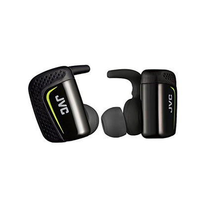 JVC True Wireless Earbuds for Sports & Fitness, Sweat/Water Proof IPX5, Bluetooth Connectivity, Pivot Motion Fit, 3 Point Support Structure, 3+6 Hours Battery Life - HAET90BTB (Black)