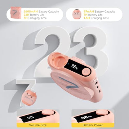 7RYMS WA2 Wireless Voice Amplifier for Teachers with Magnetic lavalier Mic, Wireless Portable Amplifier with Noise Canceling, Mini Voice Amplifier for Classroom, Meeting, Training, Speech (Pink) - color: Pink