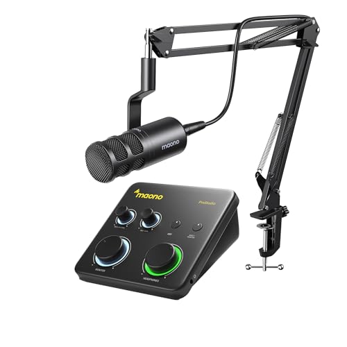 MAONO USB Audio Interface for PC & XLR Dynamic Microphone: Interface with XLR Input 24-bit/192kHz Routing Software Loopback for Recording Music, Guitar, Podcast, Streaming