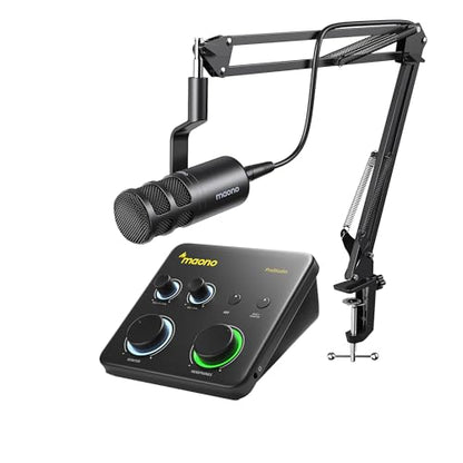 MAONO USB Audio Interface for PC & XLR Dynamic Microphone: Interface with XLR Input 24-bit/192kHz Routing Software Loopback for Recording Music, Guitar, Podcast, Streaming