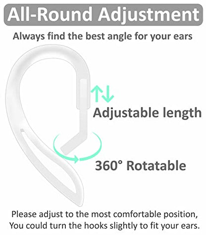 3 Pairs Ear Hooks Compatible with AirPods Pro 2nd 1st and 3 2 1, 360 Angle Rotation Adjustable Length Anti-Slip Sport Earhooks Wing Tips Holder Compatible with AirPods 3 2 1 and Pro 2 1 - Translucent - color: translucent