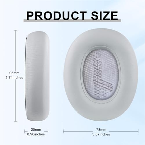 Replacement Ear Pads for JBL E65 (E65BT E65BTNC)/Live 650 (650NC 650BTNC)/Live 660 (660NC 660BTNC)/Duet NC Over-Ear Headphones, Headset Ear Cushions, Headset Earpads, Ear Cups Cover-Grey - color: Grey