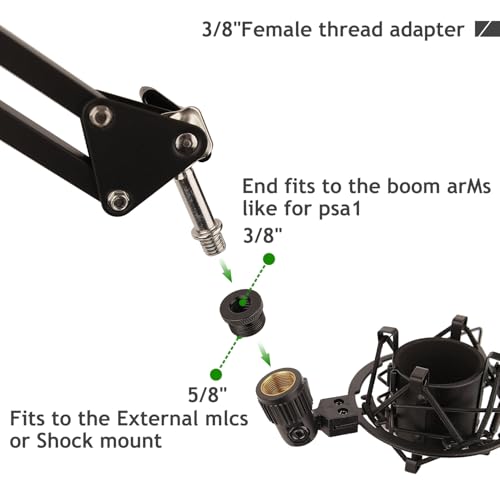 Mic Stand Adapter 5/8 Female to 3/8 Male and 3/8 Female to 5/8 Male Screw Adapter Thread for Microphone Stand Mount to Camera Tripod Adapter 2 Pack - size: 3/8 Kit