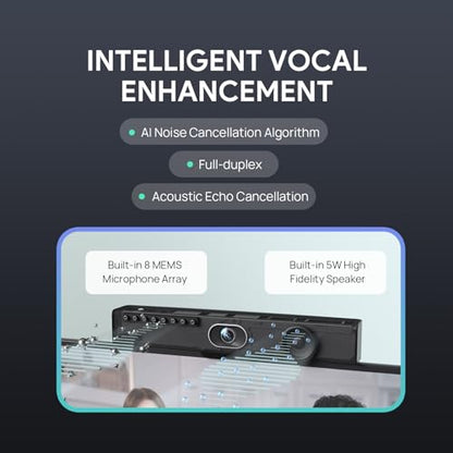 Yealink 4K Video Conference Camera System for PC, Huddle Room, Teams & Zoom | All-in-One UVC34 Webcam with 8 Microphones & Speaker, 120° Wide Angle, AI Auto Framing, Plug & Play Conference Meeting Bar - style: NO.1 UVC34 (without system)