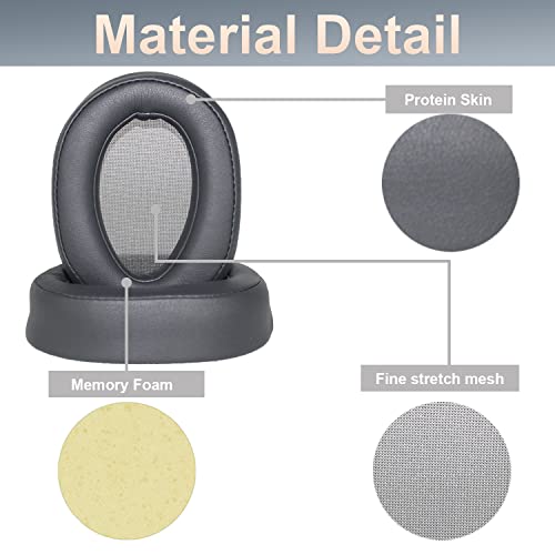 WH-H900N Replacement Ear Pads Protein PU Leather Ear Cushion Compatible with Sony WH-H900N and MDR-100ABN Headphones (Dark Grey) - color: Dark Grey