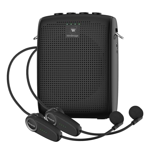 Mini Wireless Voice Amplifier with Two Bluetooth Microphones | Portable Megaphone Speaker Rechargeable PA System for Teaching,Small Speaker with Headset Mic for Teachers