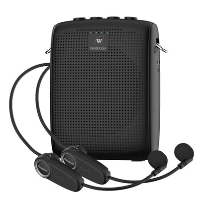 Mini Wireless Voice Amplifier with Two Bluetooth Microphones | Portable Megaphone Speaker Rechargeable PA System for Teaching,Small Speaker with Headset Mic for Teachers
