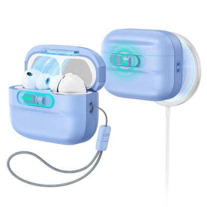 ESR for AirPods Pro 3 Case (2025), Compatible with MagSafe, Light Blue | Compatible with AirPods Pro 3 (USB-C Cable), Magnetic Lid, Full Drop Protection Cover with Lanyard - color: Light Blue, size: AirPods Pro 3 Case