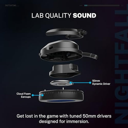 JLab Nightfall Wireless Gaming Headset, Bluetooth 5.3, Black - color: Black