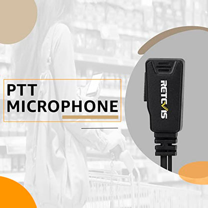 Retevis Walkie Talkie Earpiece with Mic, for RT22/RT68/RT21/H777/RT68H | Coil Tube, 2 Pin, Compatible with Baofeng UV-5R, Kenwood, Pxton 2 Way Radio, Security Two Way Radio Headset(1 Pack)