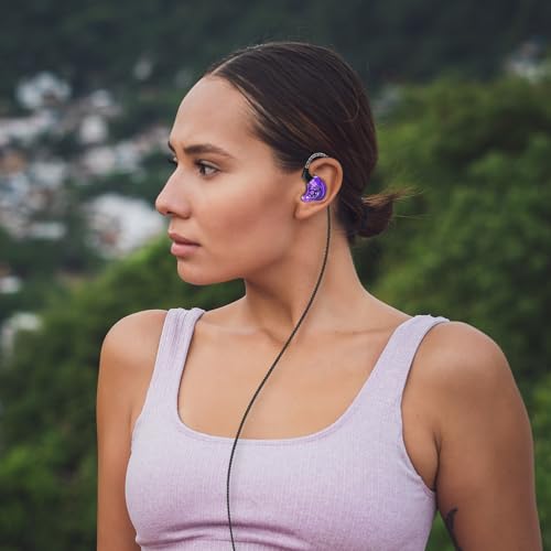 CCZ 멜로디 인이어 모니터 헤드폰, hifi 1DD 1BA 드라이버 iem 이어폰, 선명하고 깨끗한 사운드의 유선 이어버드, 가수 뮤지션 드러머 스튜디오용 3.5mm 유선 이어버드 (퍼플, 마이크 없음) - color: 퍼플., size: 마이크 없음, style: 마이크 없음