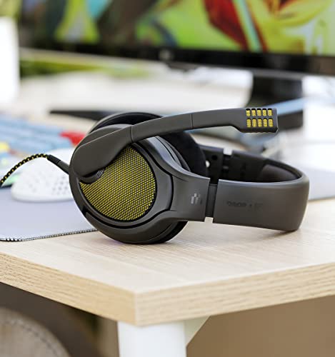 DROP + EPOS PC38X Gaming Headset Noise-Cancelling Microphone with Over-Ear Open-Back Design, Velour Earpads, Compatible with PC, PS4, PS5, Switch, Xbox, Mac, Mobile, and More (Yellow) - color: Black, style: EPOS PC38X