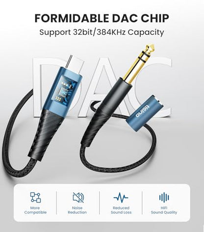 Tisino USB C to 1/4 Inch Audio Cable, USB C to Aux, 32bit/384KHz, 3.3FT | Aux Cable to USB C Audio Cord for Phone Laptop to Amplifier Speaker Mixer Headphone, HiFi DAC - size: 3.3 ft