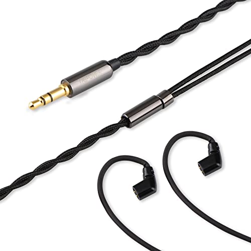 Linsoul Tripowin Zombur 4N OFC in Ear Monitor Cable, 3.5mm Plug, 1.25m | High Purity Oxygen Free Cable HiFi Wired IEM Cable, Cotton Yarn Outer Layer, for Musician Audiophile, w/o Mic, Recessed 2pin - size: Recessed 2-Pin, style: Without Mic