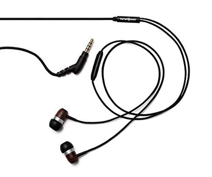 Symphonized Premium Wooden Earphones Wired (3.5mm Jack) Deep Bass Sound, 3D Sound, Microphone Volume Control, 90% Noise Cancelling for Type C Devices. Earphones for Android
