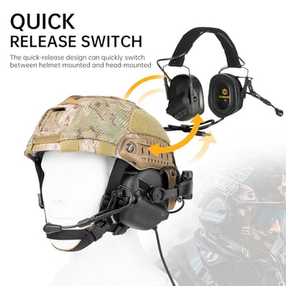 EARMOR Combo M32X Plus Electronic Hearing Protection with ARC Rail Helmet Adapters & Ear Muffs Storage Bag, Shooting Ear Protection for Noise Reduction & 5X Sound Amplification