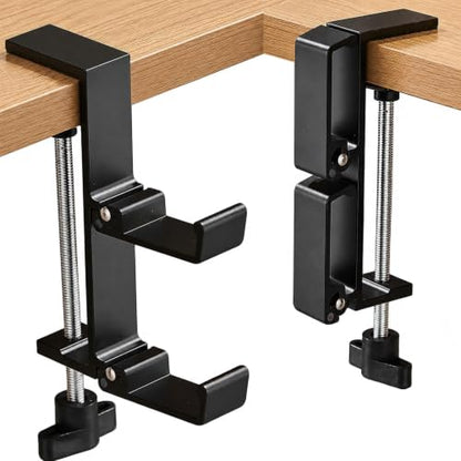 JAKO New Foldable Headphone Stand for Desk, Aluminum Alloy Headphone Holder - Headset Stand Hook Space Save Mount, Universal Fit PC Gaming Headsets Holder Under Desk Clamp for Office, Computer Table - color: Silver