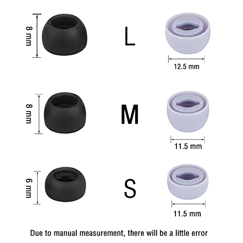 Earbud Cover Silicone Eartips for Galaxy Buds Pro Replacement Ear Tips Compatible with Samsung Galaxy Buds Pro Headphones Fit in Case Eartips Earbud Rubber Tips S M L 6 Pairs (Black+Purple) - color: Black+Purple