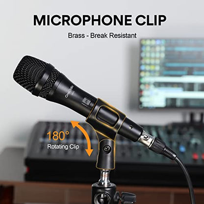 OneOdio ON55 Wired Dynamic Microphone for Singing, 16.4ft XLR Cable | Metal handheld body, on/off switch, mic clips and cardioid pickup for karaoke, amps, speakers, parties and speeches