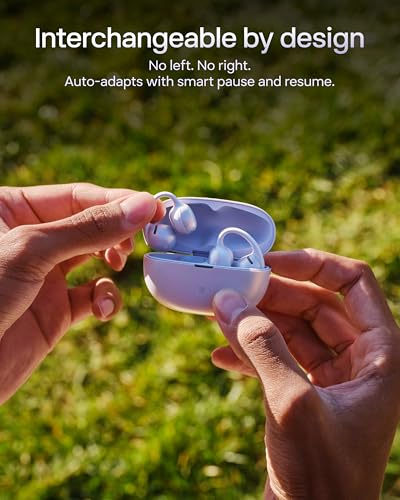 SHOKZ OpenDots Air Open-Ear Clip-On Bluetooth Earbuds, Purple,Touch Control - color: Daybreak Purple