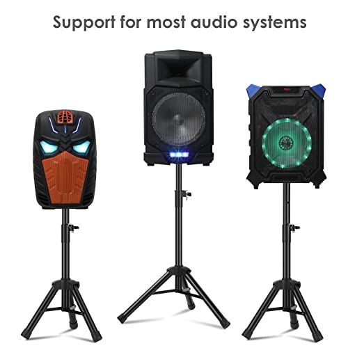 Universal Speaker Stand Mount Holder Heavy Duty Tripod/Adjustable Height from 26.8” to 35” and Compatible Insert Easy Mobility Safety Pin