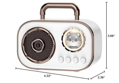 Wireless Bluetooth Speaker, Cute Mini Portable Speaker, Loud Sound,4H Playtime, Mic,TF/SD Card, Aux Line,Water-Proof for iOS Android Smartphone Home Office Gift Ideas White - color: White