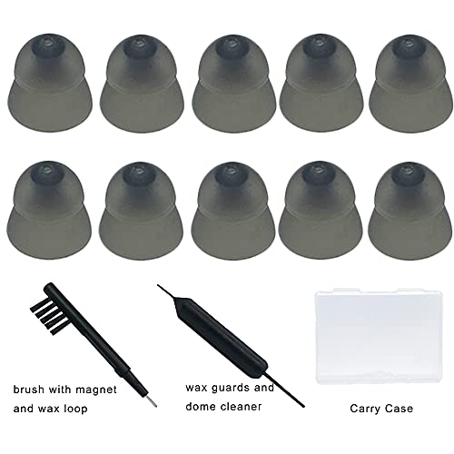 Smokey Hearing Aid Power Domes Close Domes Ear Tips for Resound Sure Fit Style RIC RITE and Open Fit BTE Hearing Amplifier with Cleaning Tools Brush Cleaner and Carry Case (Smokey, Medium) - size: Medium (Pack of 1)