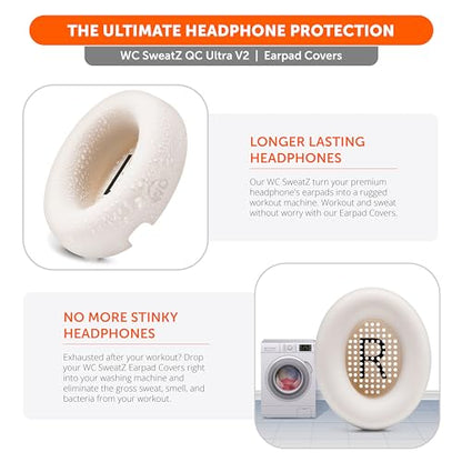 WC SweatZ QC Ultra - Patented Covers for Bose QuietComfort Ultra Gen 1 & 2 | Made by Wicked Cushions | Made with Premium Silicone, Sweatproof & Washable | White Smoke - color: White Smoke