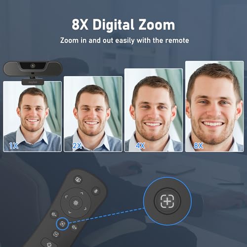 saylas 4K Webcam with Microphone and Speaker, Wide Angle 112°, Remote Control, Autofocus, Digital Zoom, Privacy Cover, Plug & Play Web Streaming Camera for Computer, USB Webcam for Pc - color: 4K/112° FOV