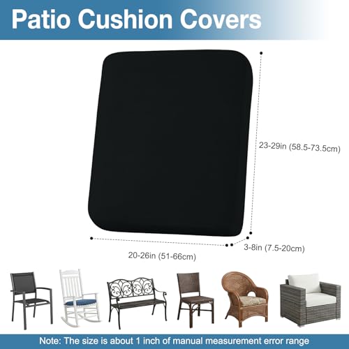 Waterproof Outdoor Cushion Covers, Stretch Patio Slipcovers | UV Resistant Coating, Stretch Fabric, Waterproof Protection, Replacement Covers, Fits Patio Furniture Cushions (12 Pieces) - color: Black, size: 12PCS