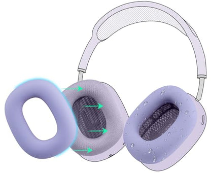 SOULWIT Sweat Proof Silicone Ear Cover for AirPods Max, Comfortable Fit for Gym Exercise, Easy to Clean, No Sound Quality Loss - Purple - color: Purple