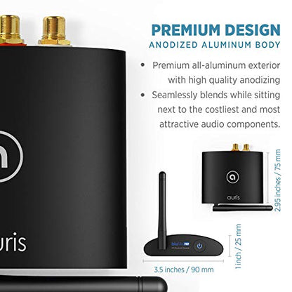 Blume HD Long Range Bluetooth 5.3 Music Receiver Hi-Fi Audio Adapter with Audiophile DAC, LDAC & AptX HD for Home Stereo, AV Receiver or Amplifier - color: Black