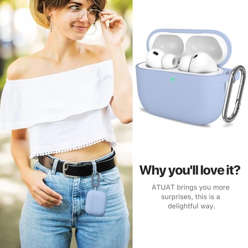for AirPods Pro 3 Case Cover, Protective Soft Silicone with Keychain Cleaning Pen for Women Men for Apple AirPods Pro 3rd Generation Case(2025), Front LED Visible, Light Blue - color: B-Light Blue