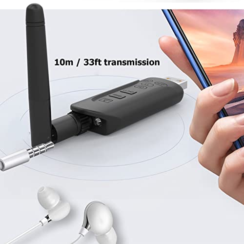 Yunseity LE502 BT 5.3 Transmitter, Low Latency Wireless Sound Transmitter for Dual Speakers or Headphones with aptX Adaptive Support, Compatible for