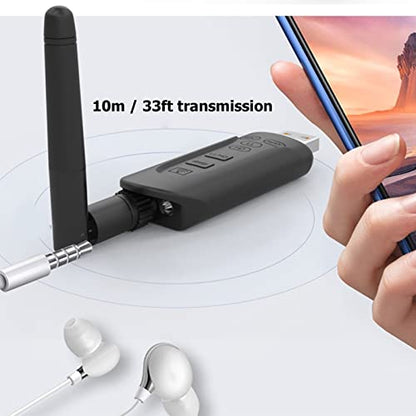 Yunseity LE502 BT 5.3 Transmitter, Low Latency Wireless Sound Transmitter for Dual Speakers or Headphones with aptX Adaptive Support, Compatible for