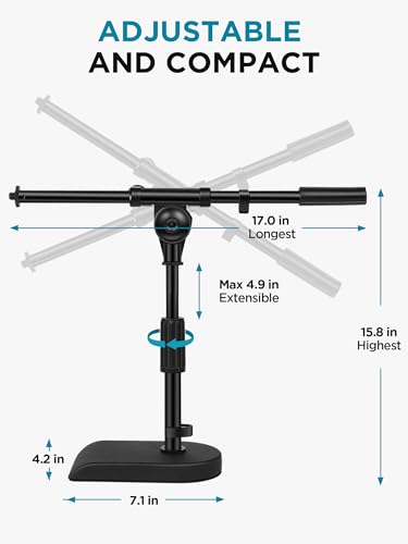 InnoGear 2 Set Mic Stand Desk Boom Arm Microphone Stand for Blue Yeti | for Shure Fifine Guitar Amps, 4.4lb Weight Capacity, Arm Swivel Sideways, Stable, Extendable, Adjustable, Cable Clip Included - size: Medium