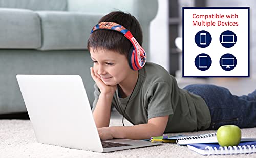Spiderman Headphones for Kids with 3.5mm Jack, Wired Headphones for School | Adjustable Headband - color: Spiderman