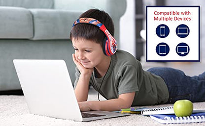 Spiderman Headphones for Kids with 3.5mm Jack, Wired Headphones for School | Adjustable Headband - color: Spiderman