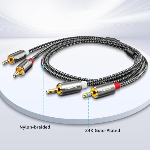 RCA Cable 6ft,RCA to RCA Audio Stereo Cord,2RCA Gold Plated Dual Shielded – Against Noise Auxiliary Car Audio Subwoofer Adapter Cord for Home Theater Amplifier Hi-Fi Systems,Speakers and etc - size: ['6 feet']