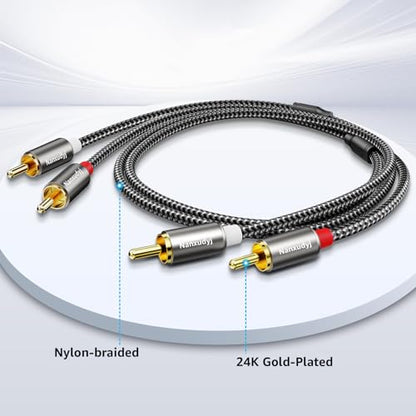 RCA Cable 6ft,RCA to RCA Audio Stereo Cord,2RCA Gold Plated Dual Shielded – Against Noise Auxiliary Car Audio Subwoofer Adapter Cord for Home Theater Amplifier Hi-Fi Systems,Speakers and etc - size: ['6 feet']