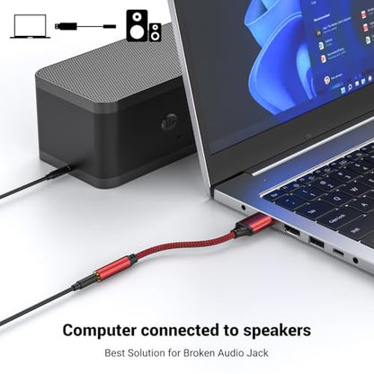 USB to Aux External Sound Card,USB to 3.5mm Jack Audio Adapter for PS4/PS5 | Aux to USB,USB to 3.5mm TRRS Female Headset for PS4/PS5/Headphone/Mac/Linux/Laptop/Desktops/Docking Station(Red)