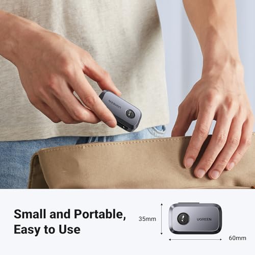 UGREEN 5.4 Aux Bluetooth Adapter, Noise Cancelling 3.5mm AUX Bluetooth Car Adapter, Wireless Audio Receiver for Home Stereo/Wired Speaker, 15H Battery Life - color: Grey