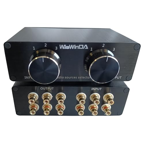 3-in 3-Out Pro RCA Audio Switch Box Audio Converter 3 Channels 3-in 3-Out HiFi Stereo Passive Audio Selector Switcher Box Aluminum Shell Quality RCA Connectors (3-IN-3-OUT) - size: RCA 3-In-3-Out